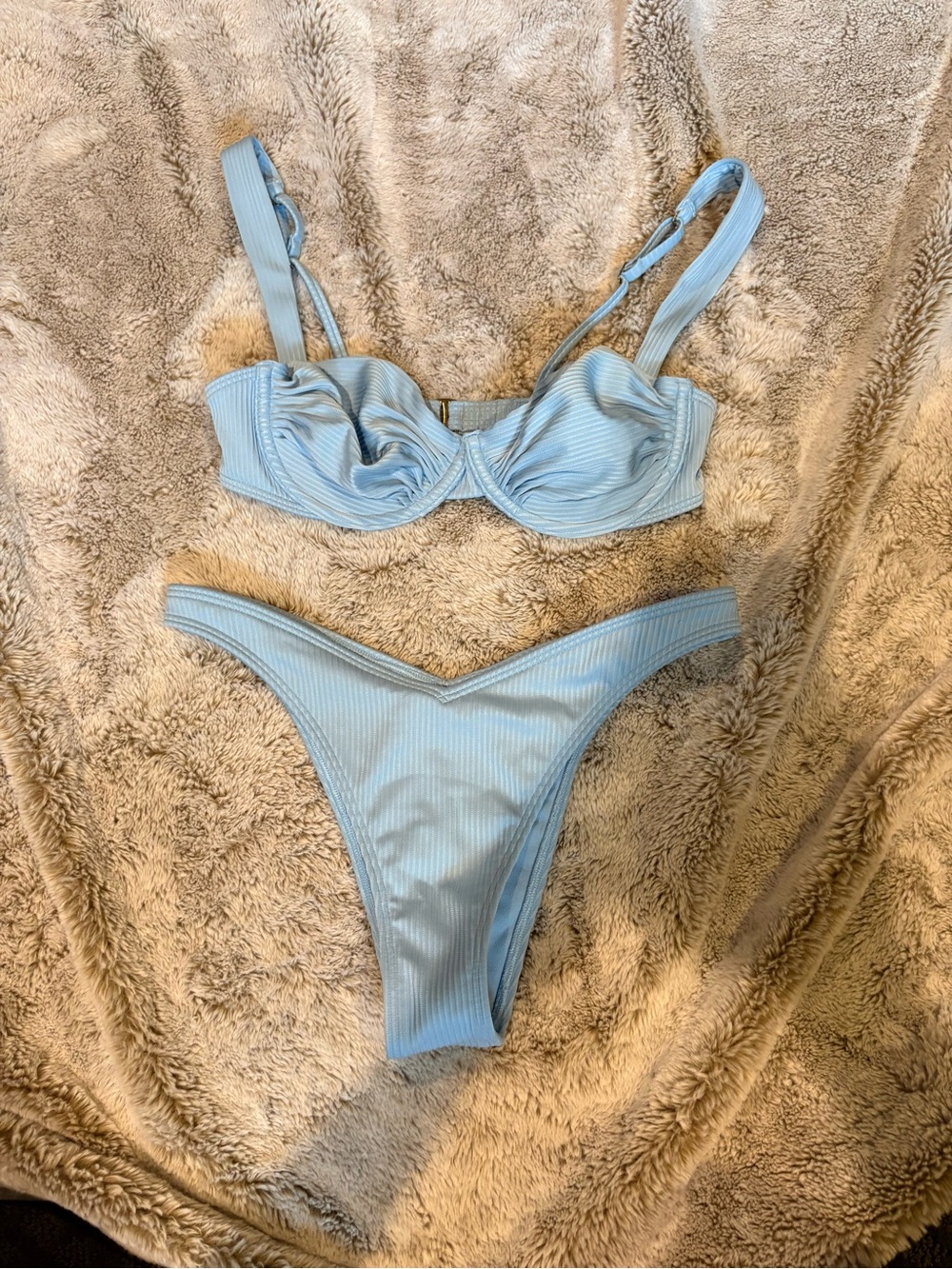 Hollister Light Blue Ribbed Underwire Bikini Set
